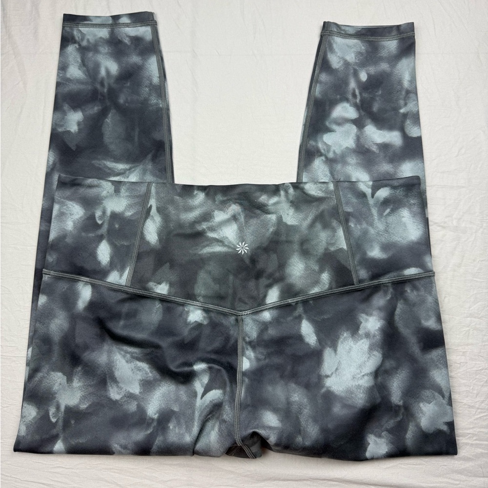Athleta Elation Tie-Dye High-Rise Leggings in Gray and Black